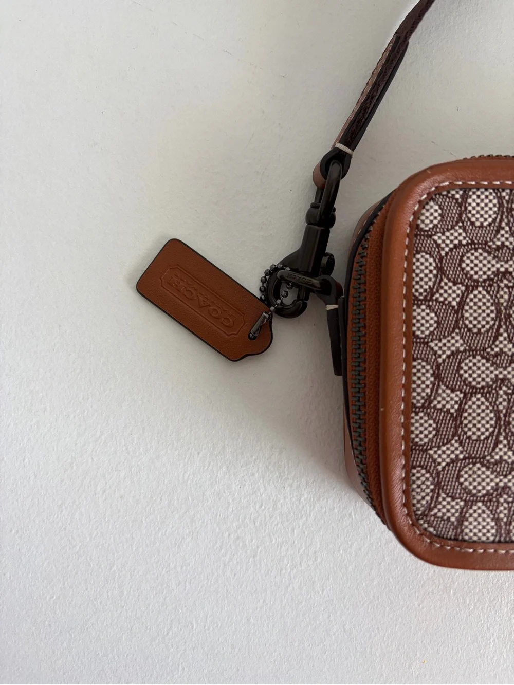 Coach Tan/Brown Signature Canvas Messenger with Round Coin Pouch